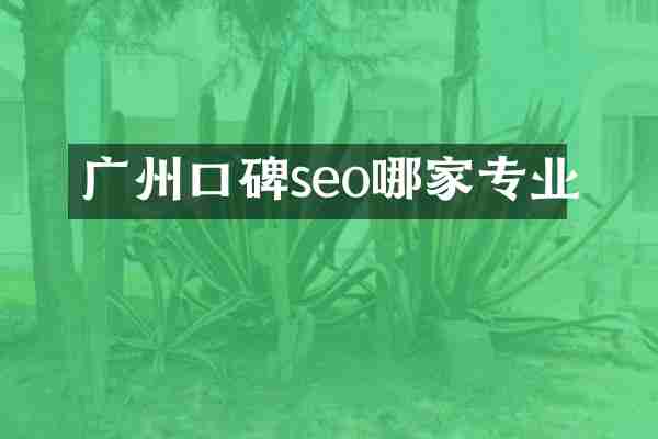 广州口碑seo哪家专业