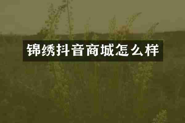 锦绣抖音商城怎么样