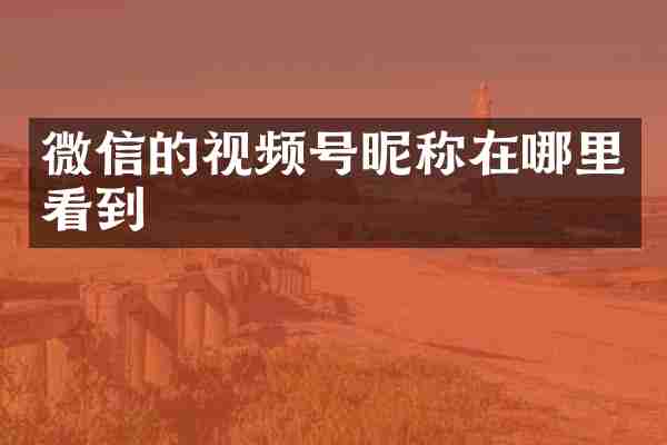 微信的视频号昵称在哪里看到