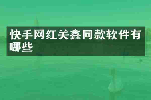 快手网红关鑫同款软件有哪些
