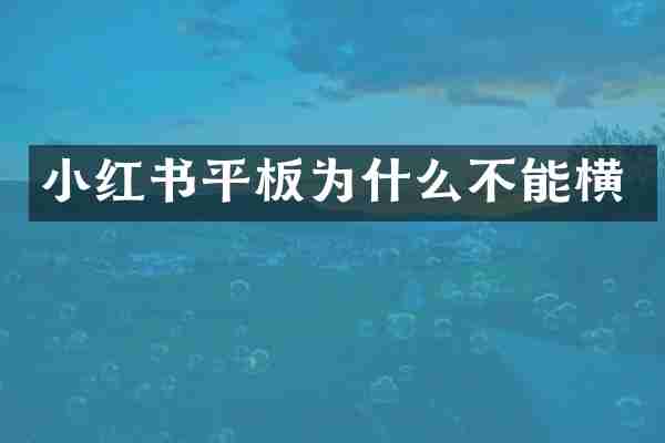 小红书平板为什么不能横