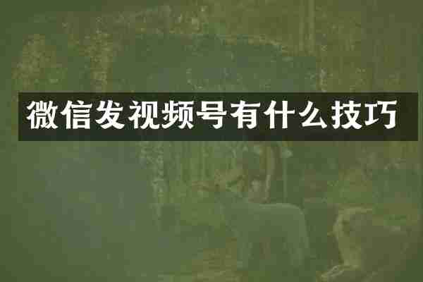 微信发视频号有什么技巧