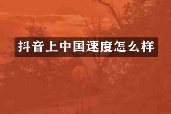 抖音上中国速度怎么样