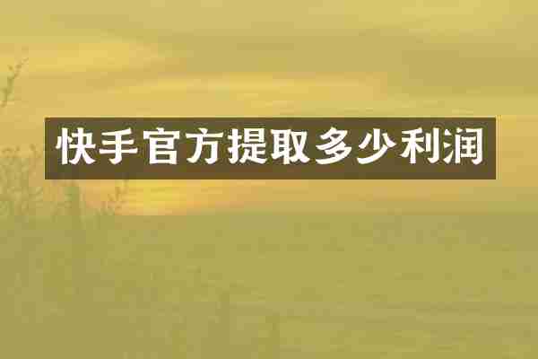 快手官方提取多少利润