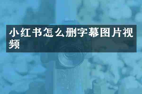 小红书怎么删字幕图片视频