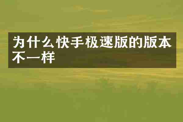 为什么快手极速版的版本不一样