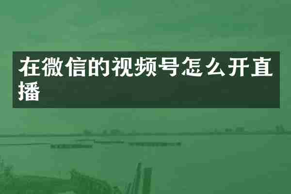 在微信的视频号怎么开直播