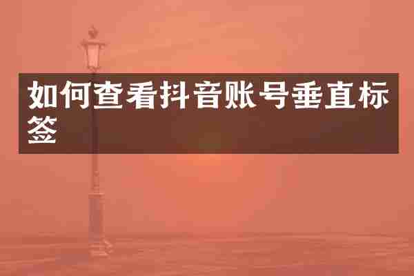如何查看抖音账号垂直标签