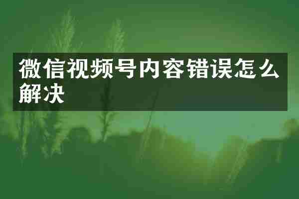 微信视频号内容错误怎么解决