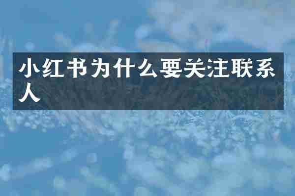 小红书为什么要关注联系人