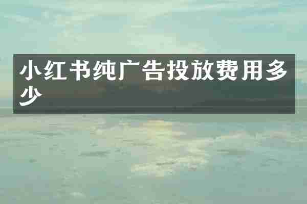 小红书纯广告投放费用多少
