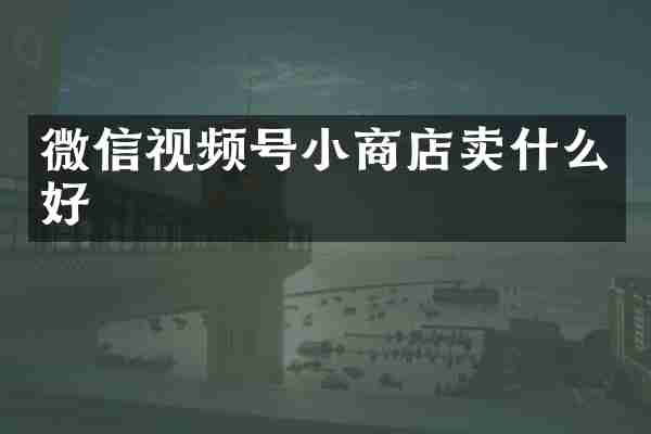 微信视频号小商店卖什么好