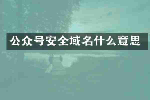 公众号安全域名什么意思