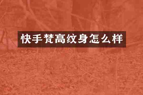 快手梵高纹身怎么样