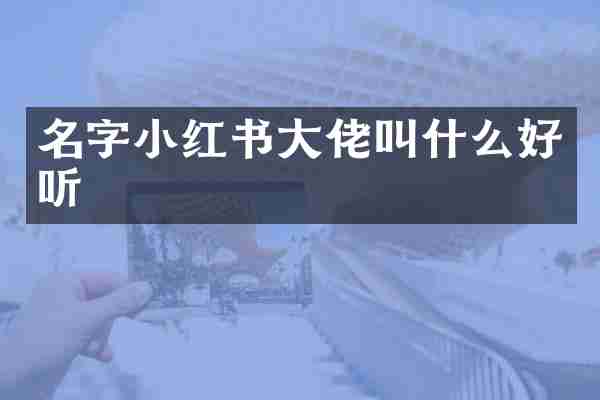 名字小红书大佬叫什么好听