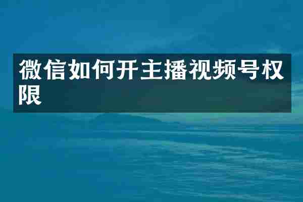 微信如何开主播视频号权限