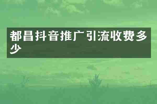 都昌抖音推广引流收费多少