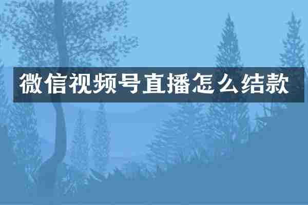 微信视频号直播怎么结款