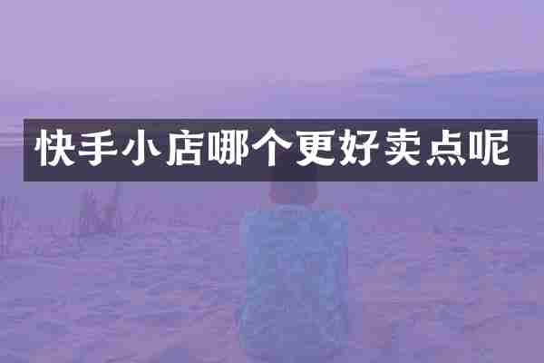 快手小店哪个更好卖点呢