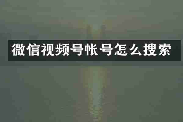 微信视频号帐号怎么搜索
