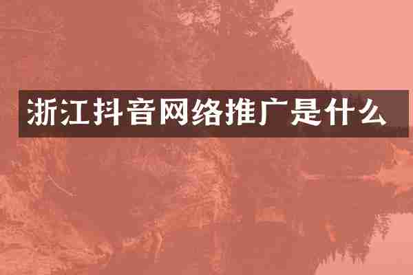 浙江抖音网络推广是什么