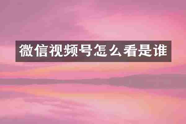 微信视频号怎么看是谁