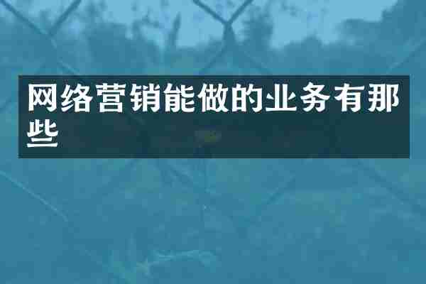 网络营销能做的业务有那些