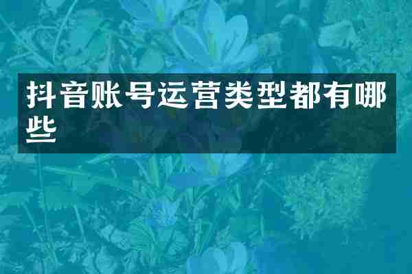 抖音账号运营类型都有哪些