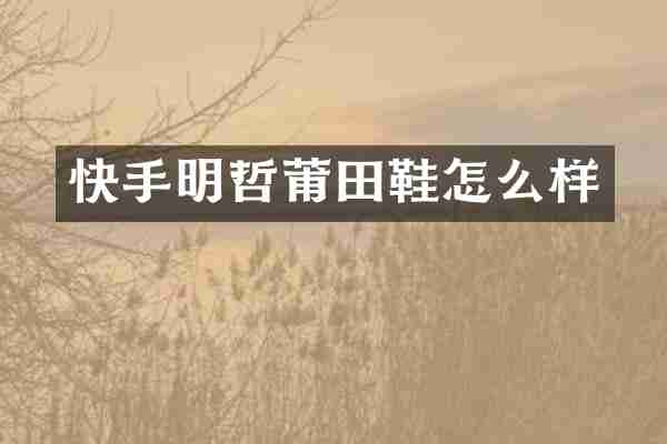 快手明哲莆田鞋怎么样