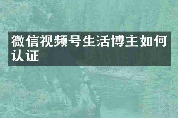 微信视频号生活博主如何认证