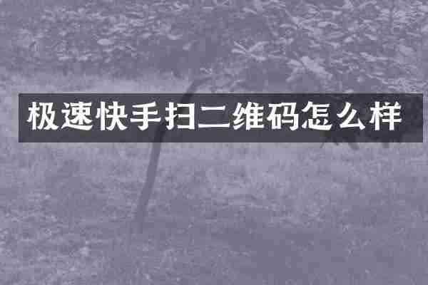 极速快手扫二维码怎么样