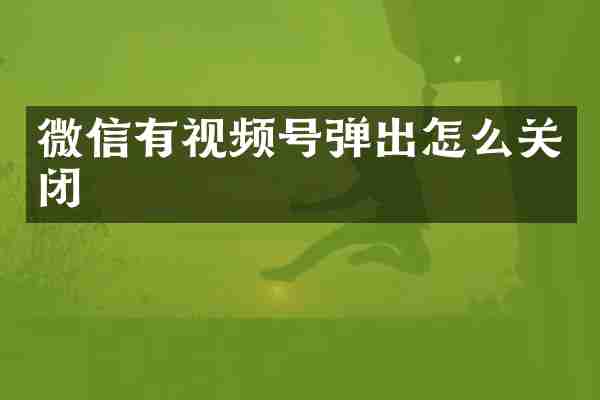 微信有视频号弹出怎么关闭