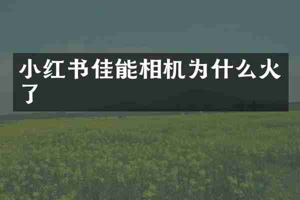 小红书佳能相机为什么火了