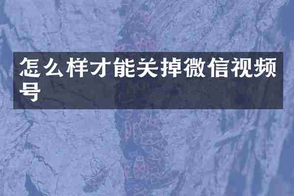 怎么样才能关掉微信视频号