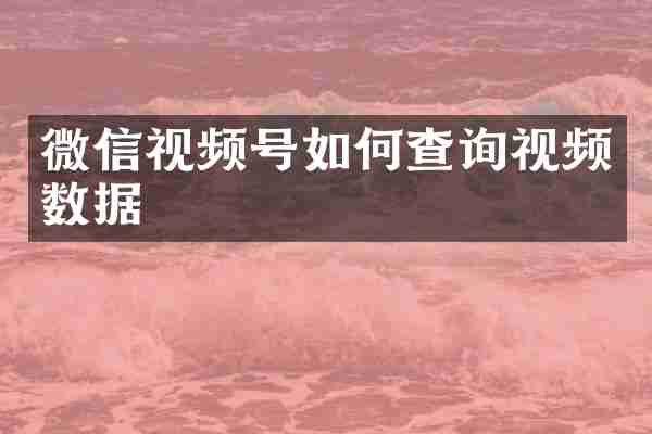 微信视频号如何查询视频数据