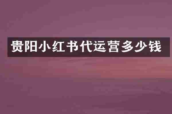 贵阳小红书代运营多少钱