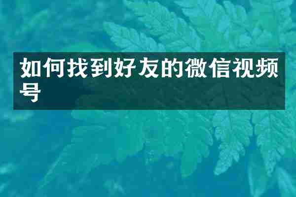 如何找到好友的微信视频号