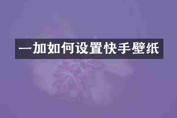 一加如何设置快手壁纸
