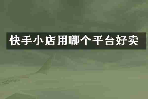 快手小店用哪个平台好卖