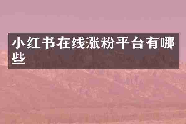 小红书在线涨粉平台有哪些
