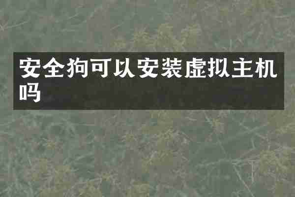 安全狗可以安装虚拟主机吗