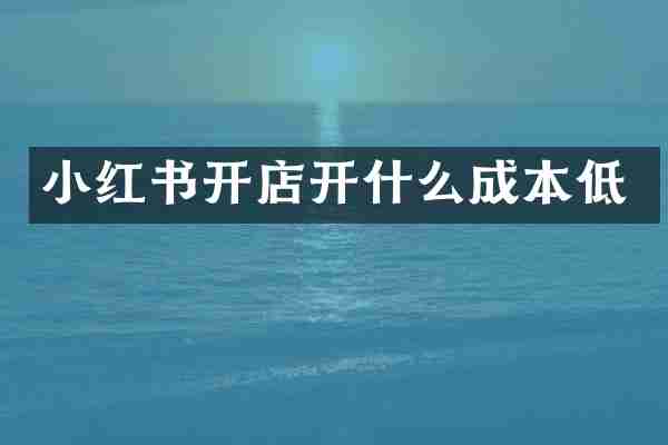 小红书开店开什么成本低