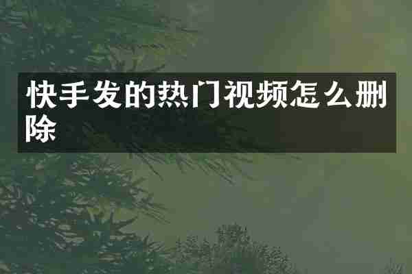 快手发的热门视频怎么删除