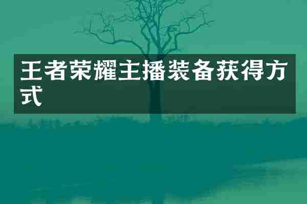 王者荣耀主播装备获得方式