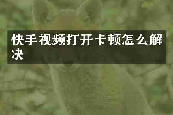 快手视频打开卡顿怎么解决