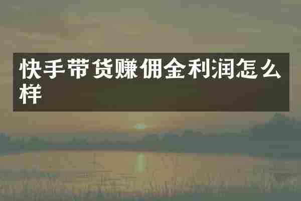 快手带货赚佣金利润怎么样