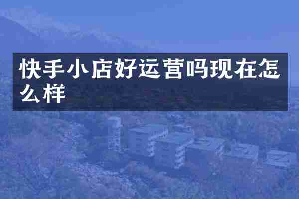 快手小店好运营吗现在怎么样