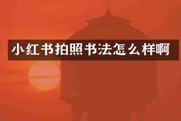 小红书拍照书法怎么样啊