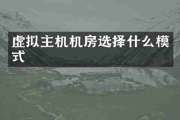 虚拟主机机房选择什么模式