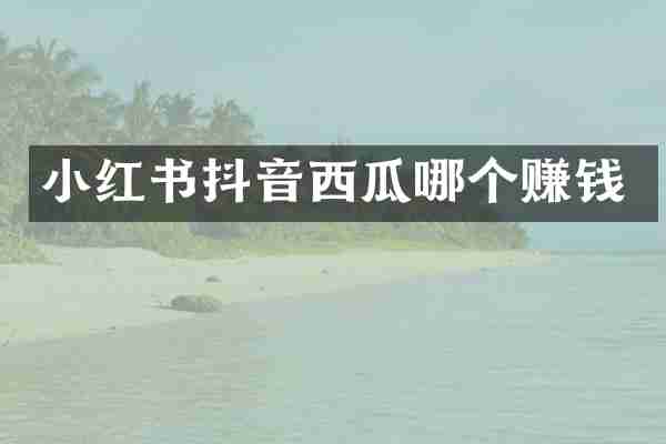 小红书抖音西瓜哪个赚钱